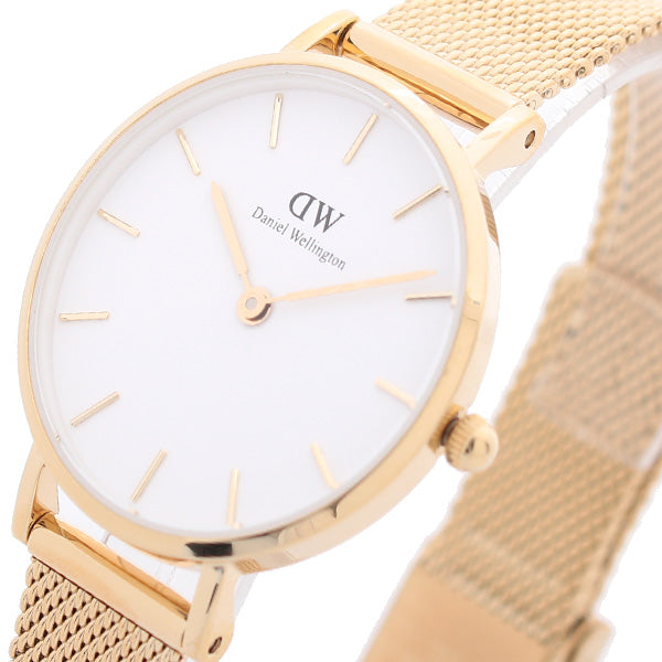 ダニエルウェリントン 腕時計 PETITE MESH 28 ホワイト DW00100350 レディース ホワイト ゴールド